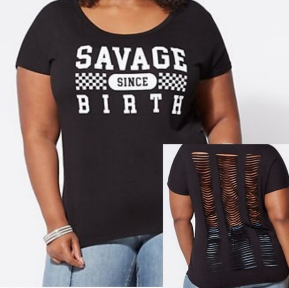 Fashion to Figure Tops - Nwot FTF SIZE 3 (22/24) SLASHED BACK TEE SAVAGE